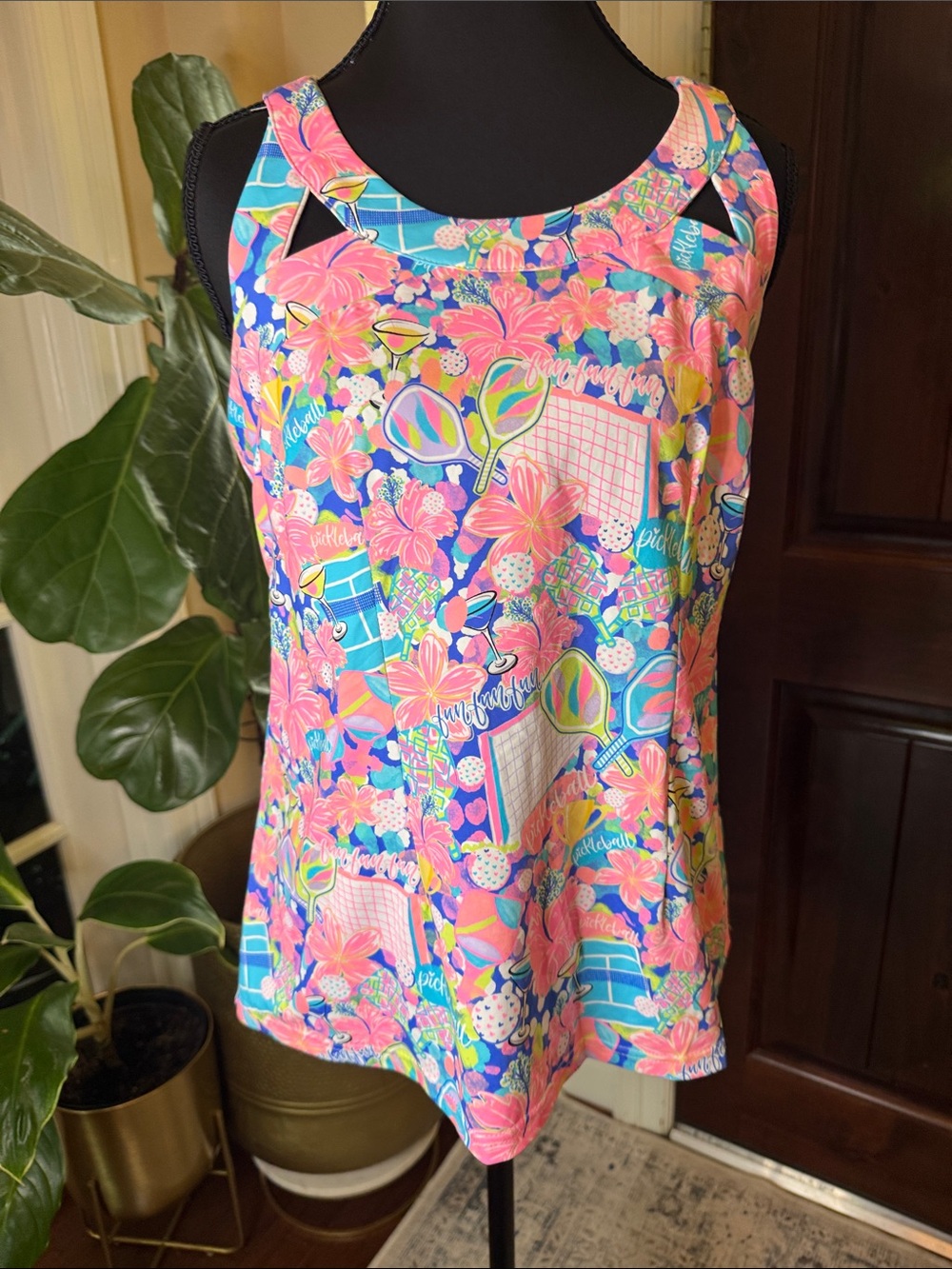 Lulu B Pickleball Collection Colorful, Fun, Bold Print Top Size S
